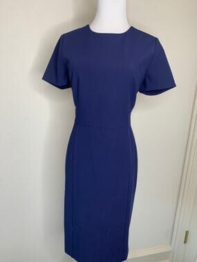 Ann Taylor Petite Navy Blue Sheath Dress Sz 8 Petite Career Preppy